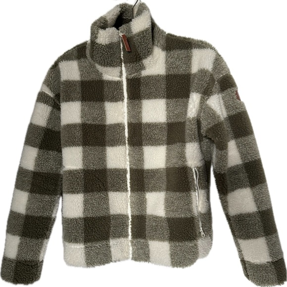Alpine Design Fleece Jacket in Olive and Cream - Picture 1 of 6